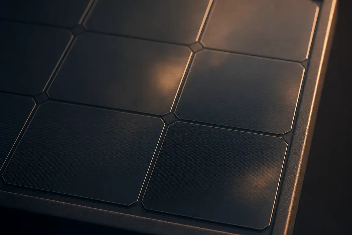 Close-up of photovoltaic panel cells